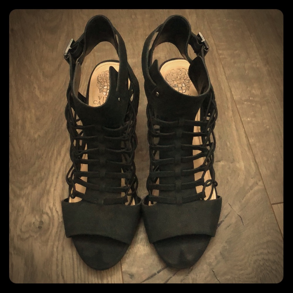 Vince Camuto Black Suede Heels 9.5